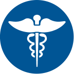 Medical wings blue circle icon